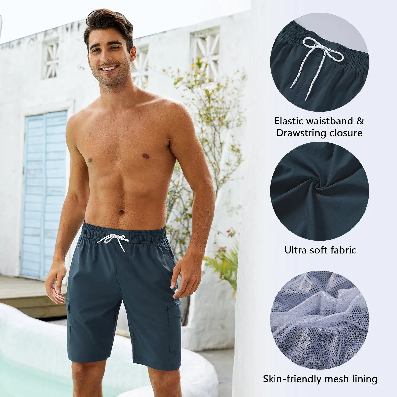 WILDBREATH Men's Quick Dry UPF 50  Lightweight Swim Trunk