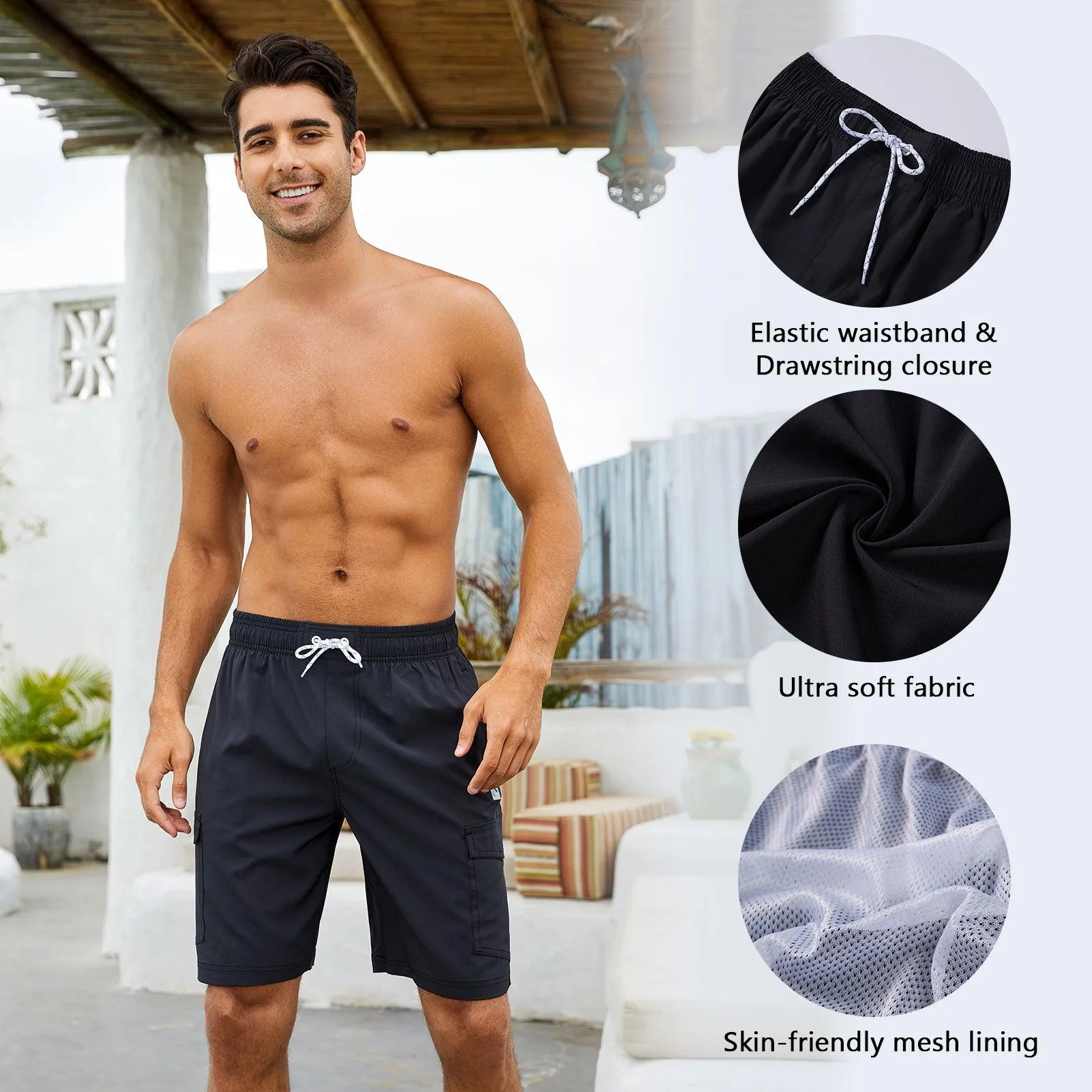 WILDBREATH Men's Quick Dry UPF 50  Lightweight Swim Trunk