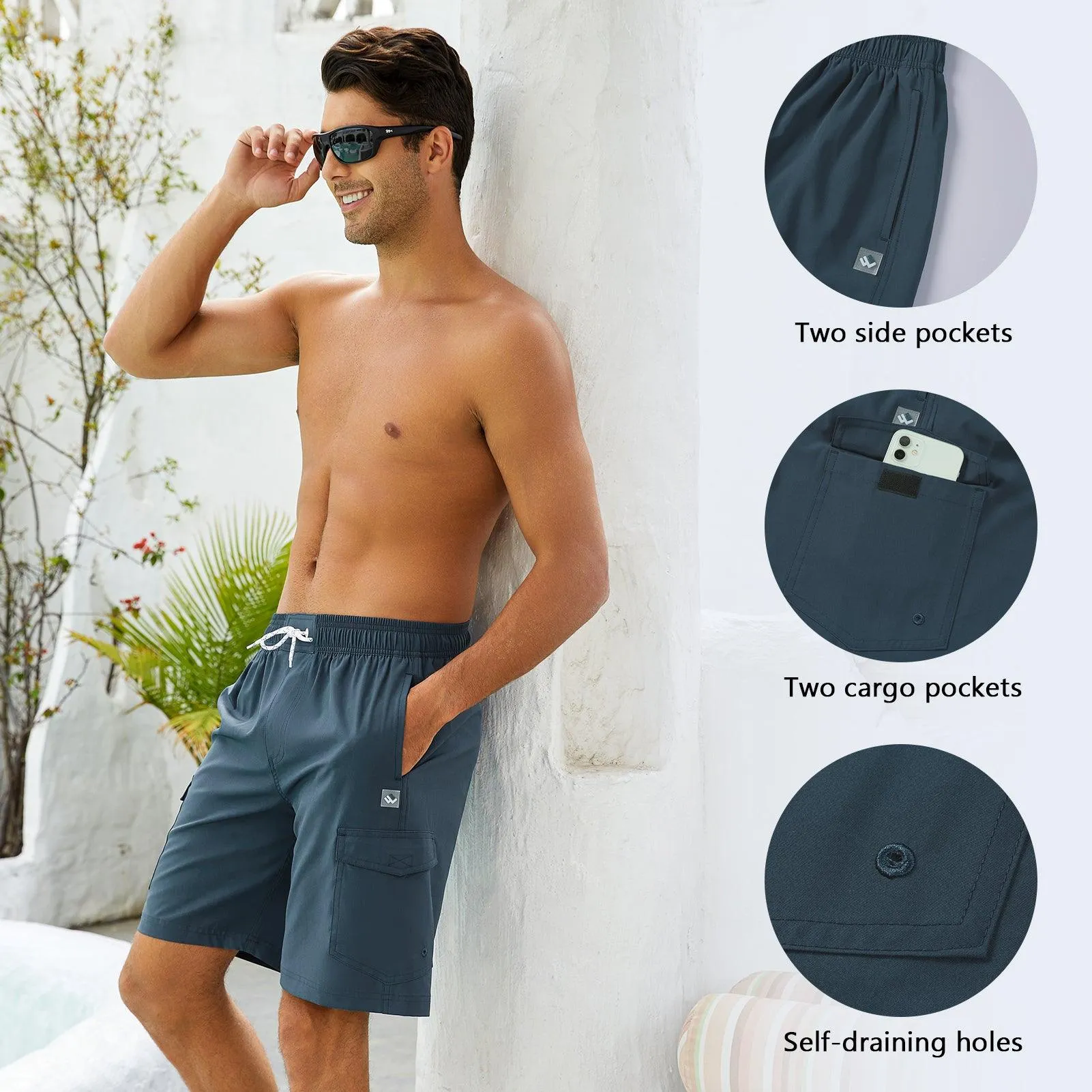 WILDBREATH Men's Quick Dry UPF 50  Lightweight Swim Trunk