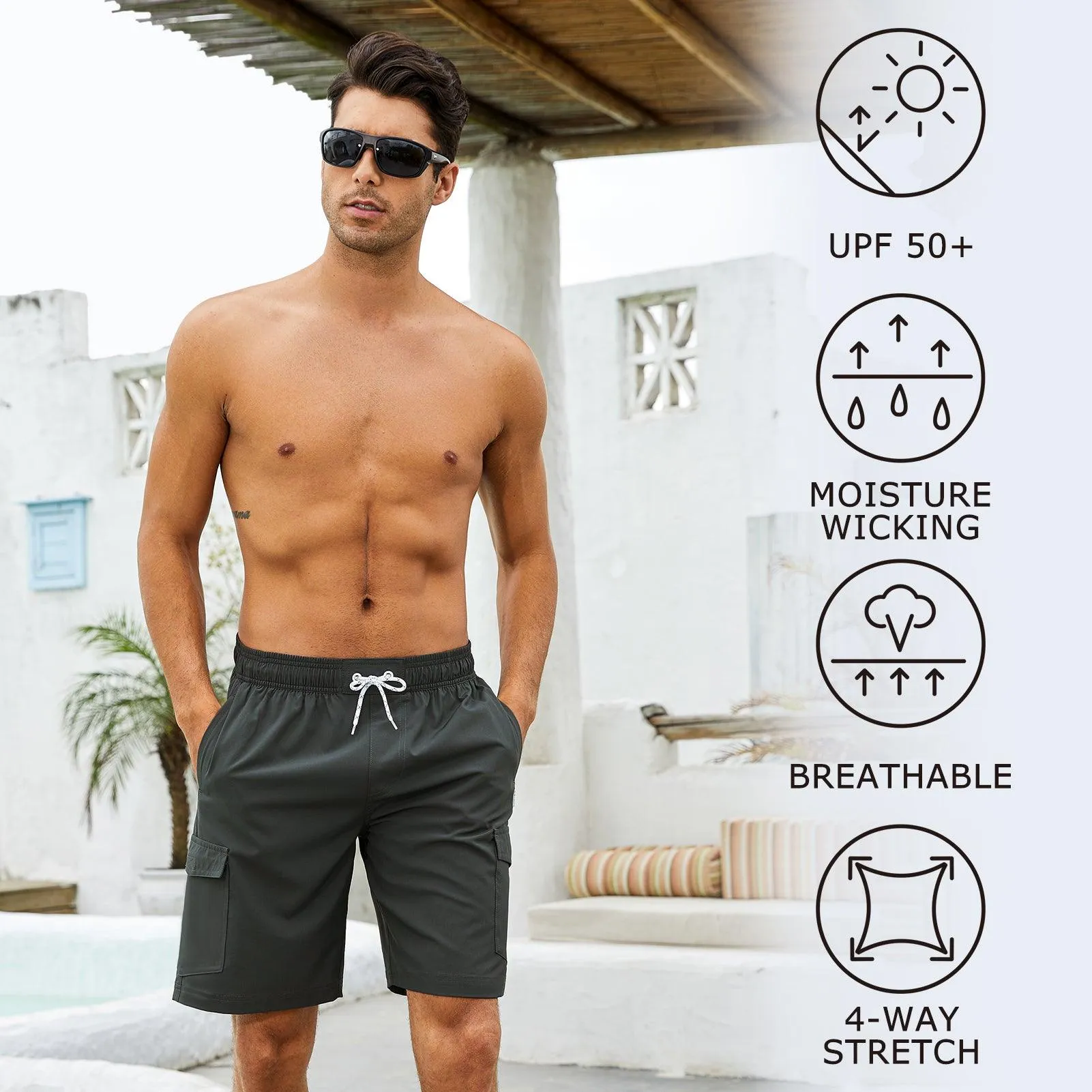 WILDBREATH Men's Quick Dry UPF 50  Lightweight Swim Trunk
