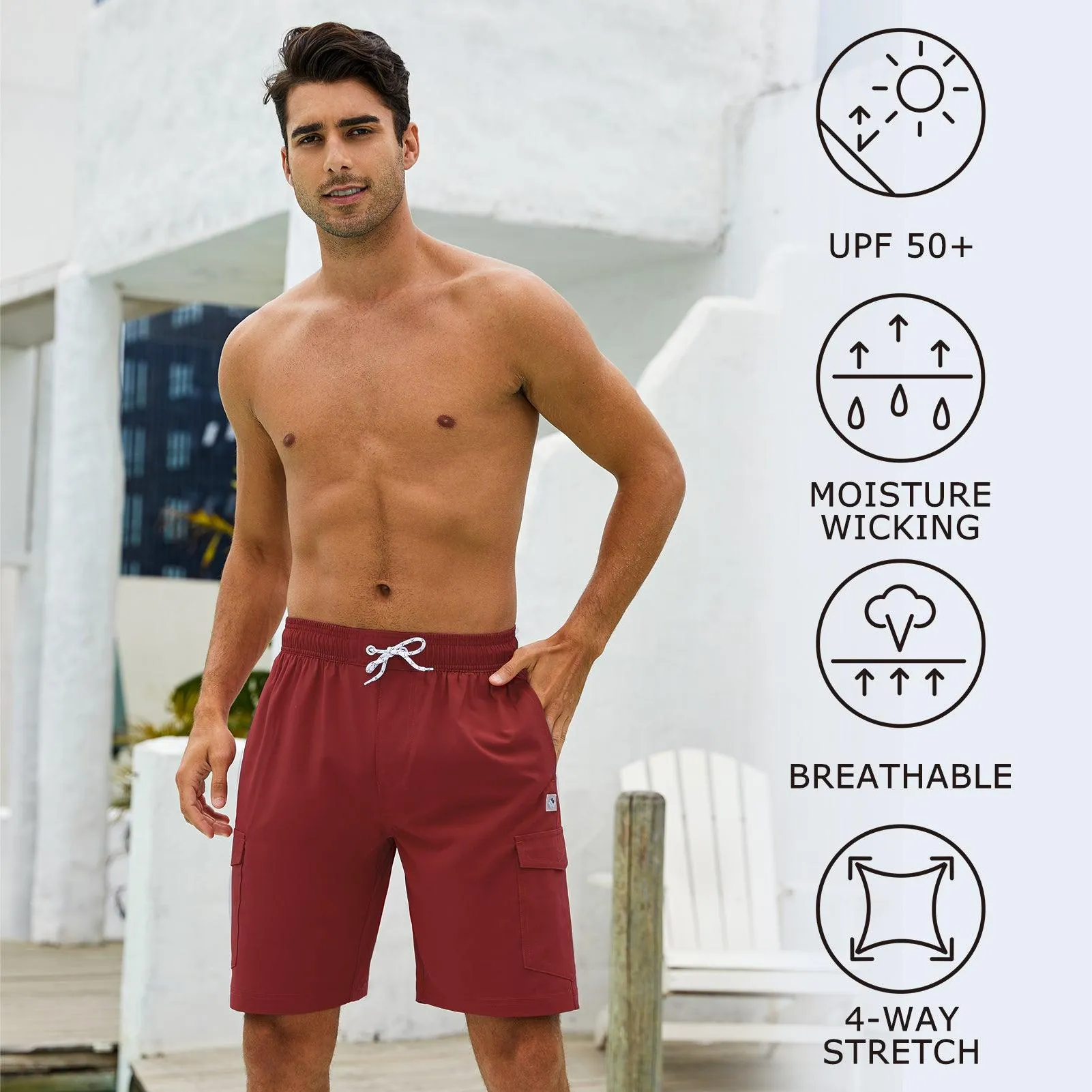 WILDBREATH Men's Quick Dry UPF 50  Lightweight Swim Trunk