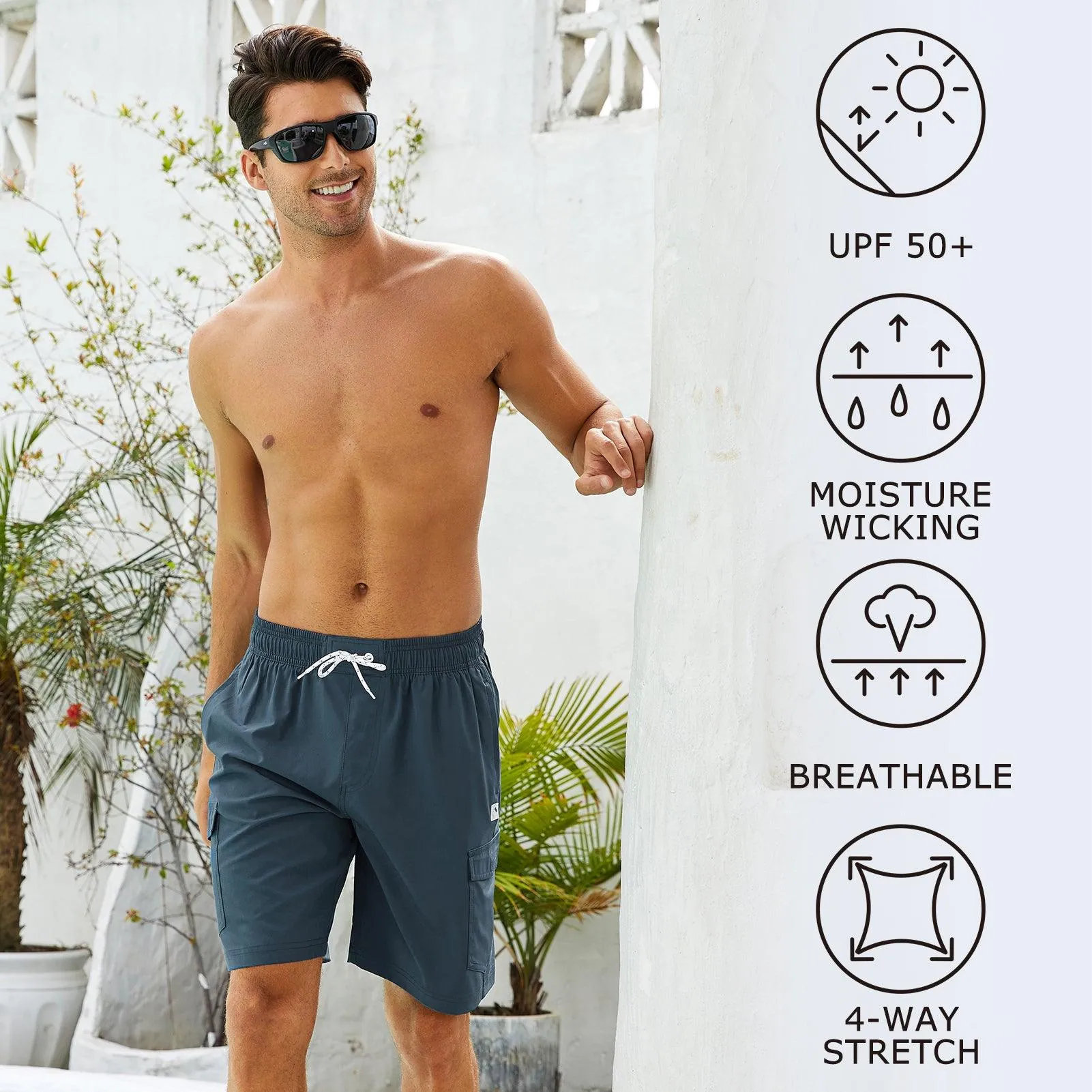 WILDBREATH Men's Quick Dry UPF 50  Lightweight Swim Trunk