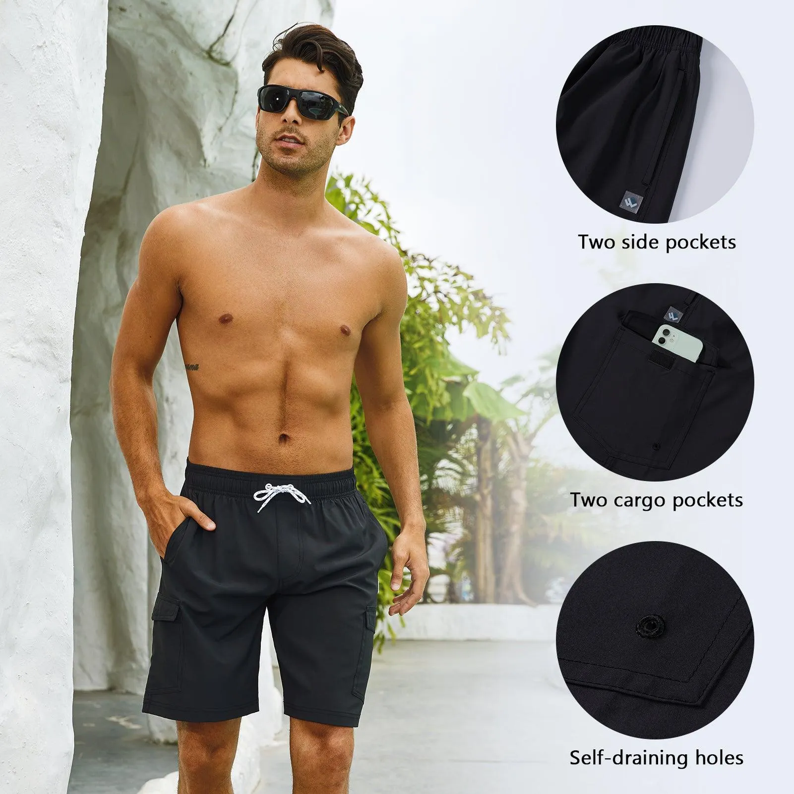 WILDBREATH Men's Quick Dry UPF 50  Lightweight Swim Trunk