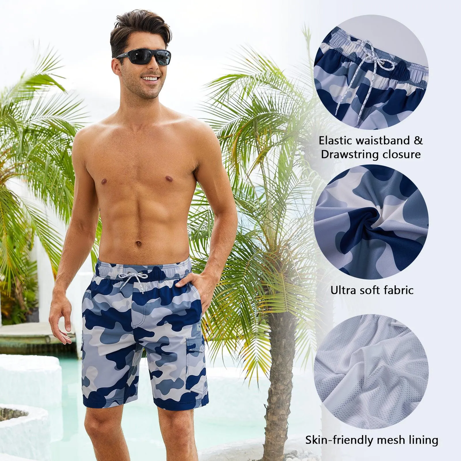 WILDBREATH Men's Quick Dry UPF 50  Lightweight Swim Trunk