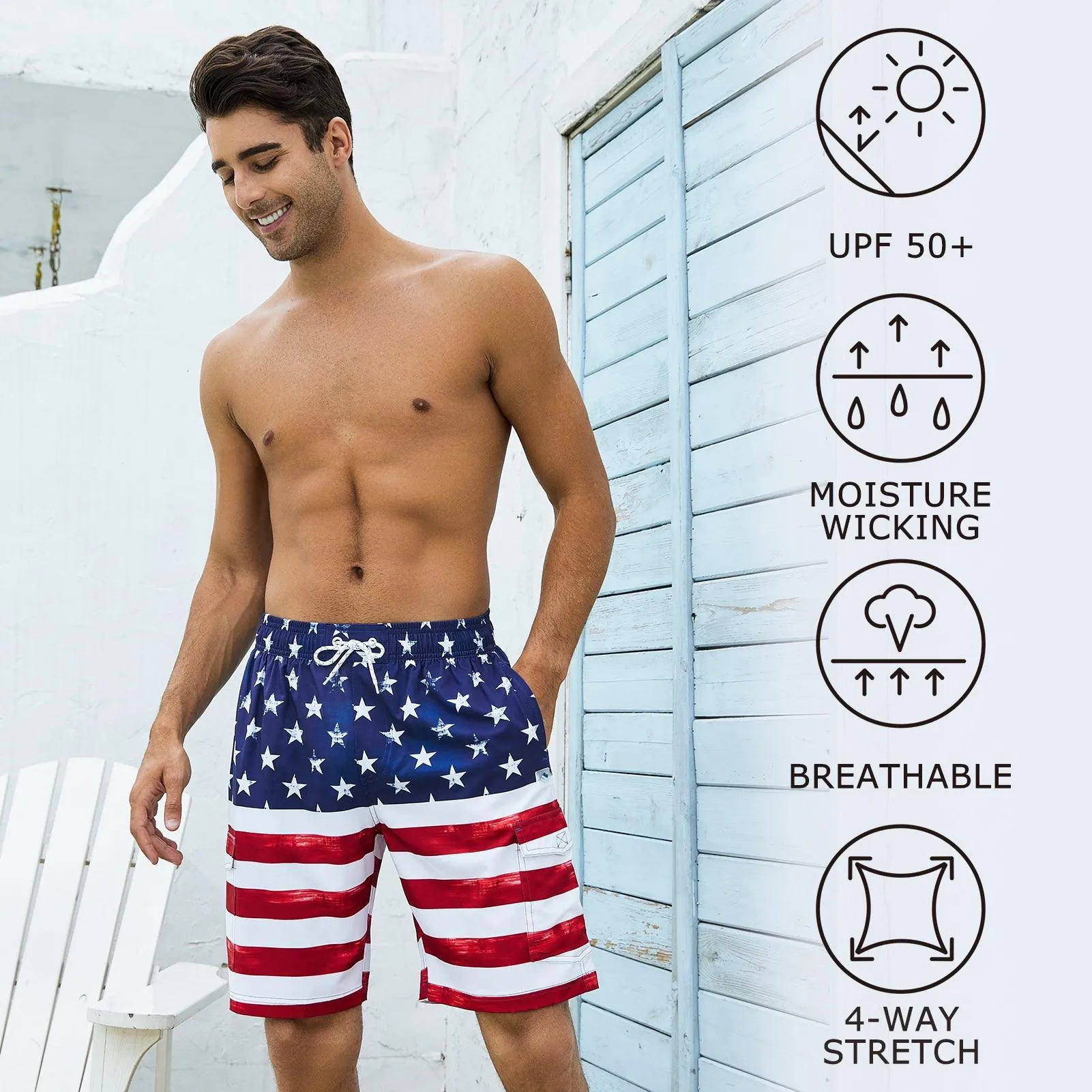 WILDBREATH Men's Quick Dry UPF 50  Lightweight Swim Trunk