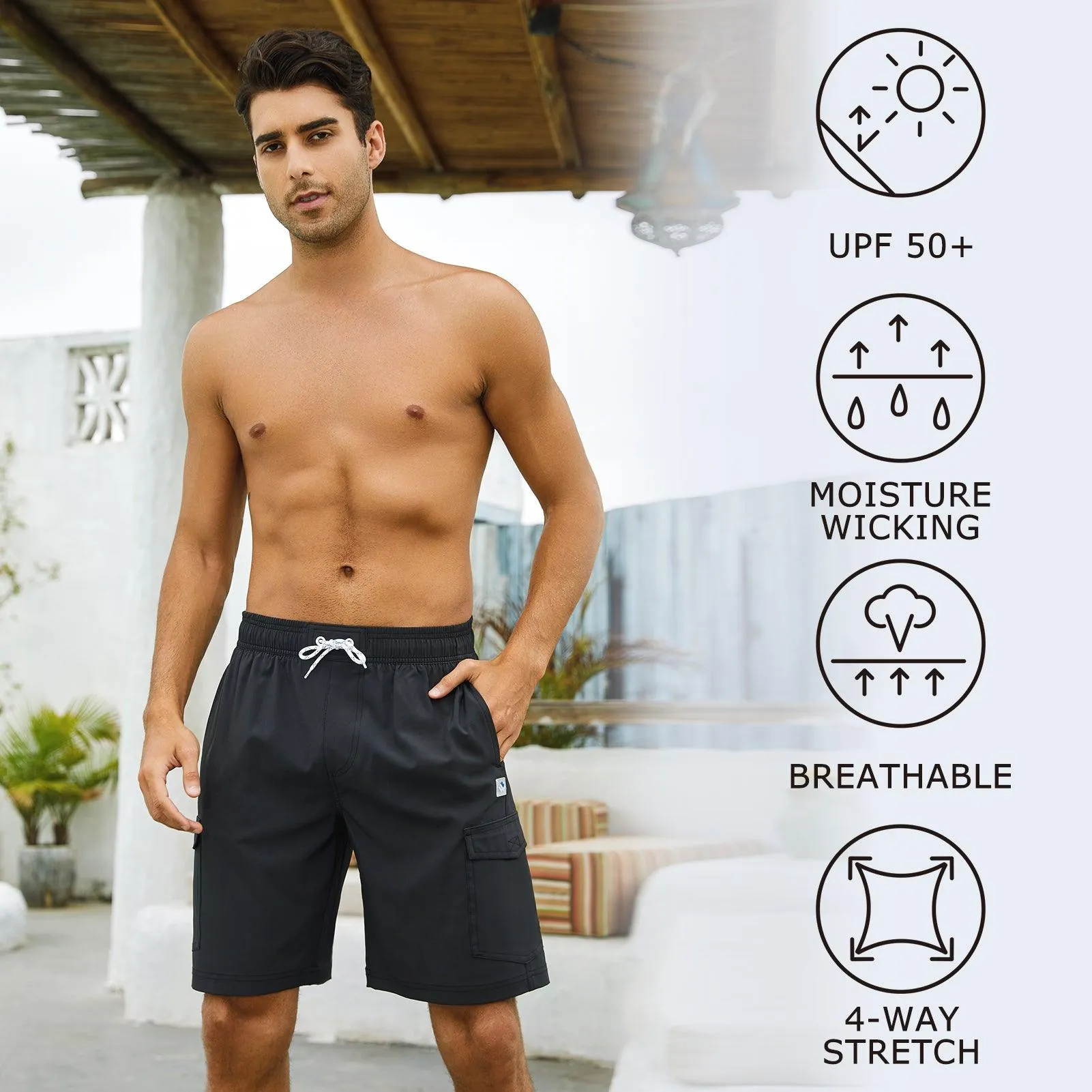 WILDBREATH Men's Quick Dry UPF 50  Lightweight Swim Trunk