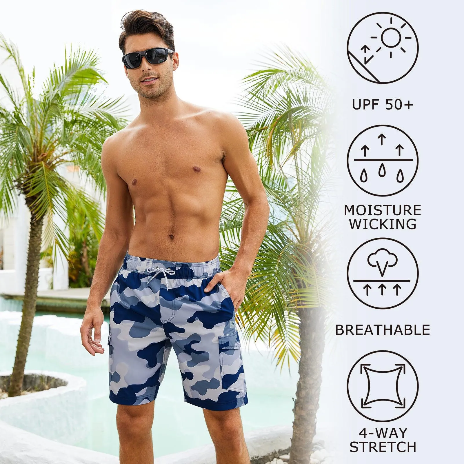 WILDBREATH Men's Quick Dry UPF 50  Lightweight Swim Trunk