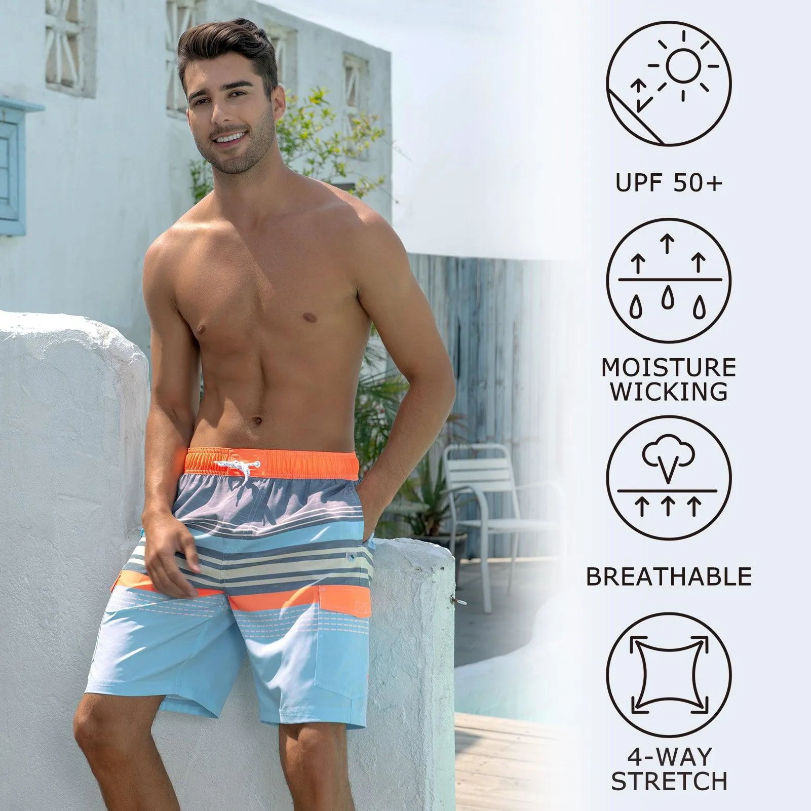 WILDBREATH Men's Quick Dry UPF 50  Lightweight Swim Trunk