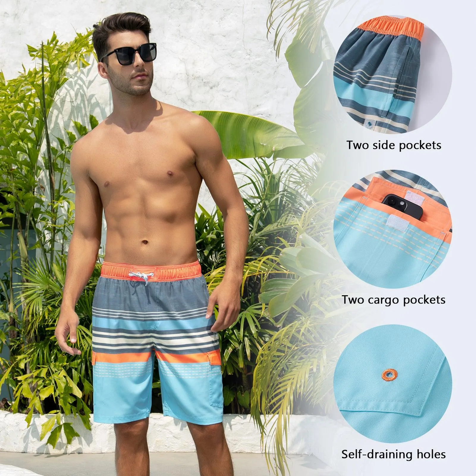 WILDBREATH Men's Quick Dry UPF 50  Lightweight Swim Trunk