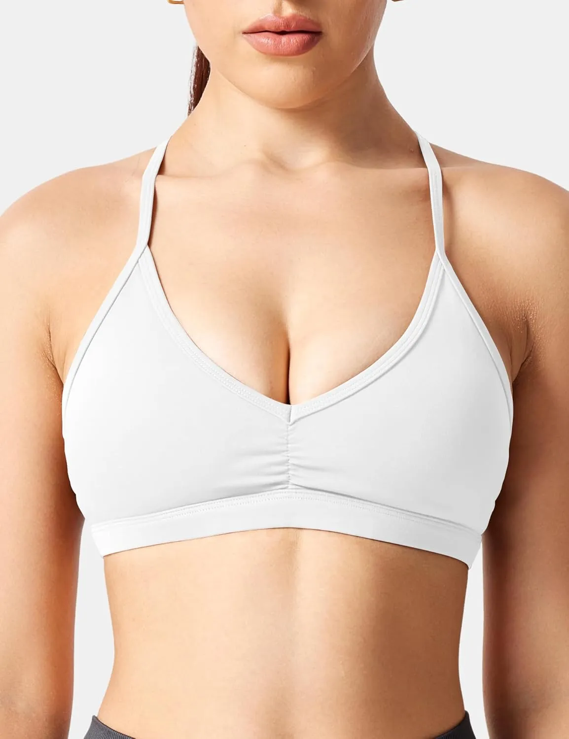 YEOREO Workout Sports Bras for Women Padded Strappy Open Back Gym Bra Light Impact Criss Cross Yoga Crop Top