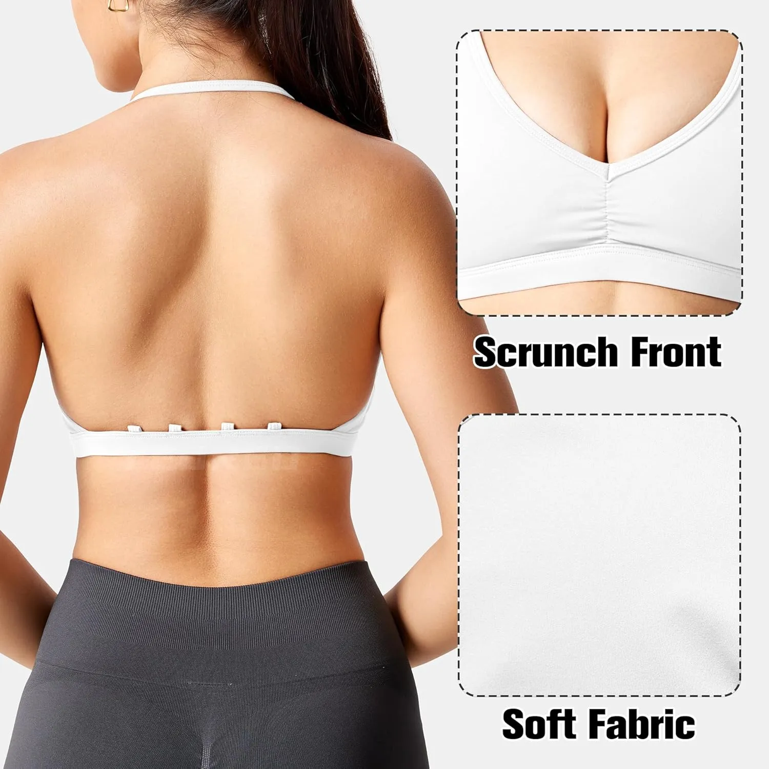 YEOREO Workout Sports Bras for Women Padded Strappy Open Back Gym Bra Light Impact Criss Cross Yoga Crop Top