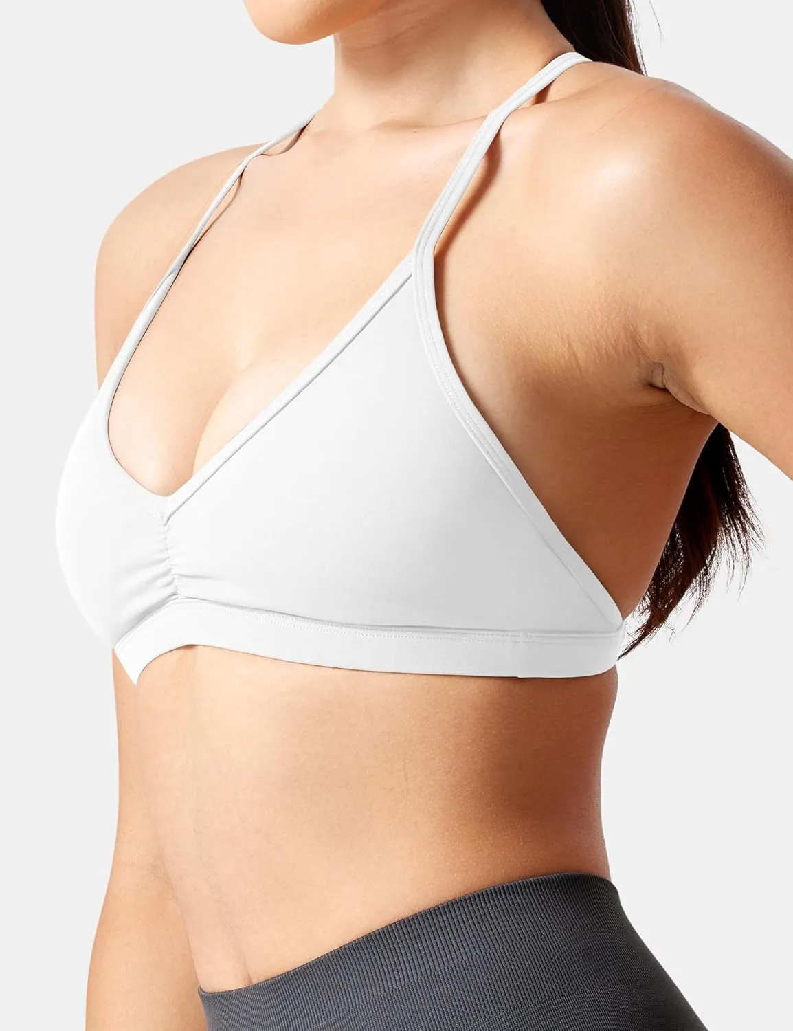 YEOREO Workout Sports Bras for Women Padded Strappy Open Back Gym Bra Light Impact Criss Cross Yoga Crop Top