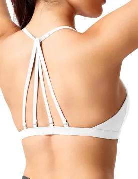 YEOREO Workout Sports Bras for Women Padded Strappy Open Back Gym Bra Light Impact Criss Cross Yoga Crop Top